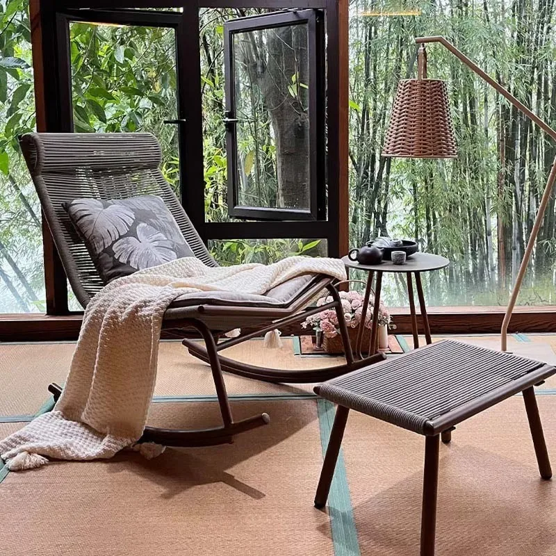 

Lazy Easy Outdoor Adult Reclining Light Luxury Household Living Room Single Rattan Rocking