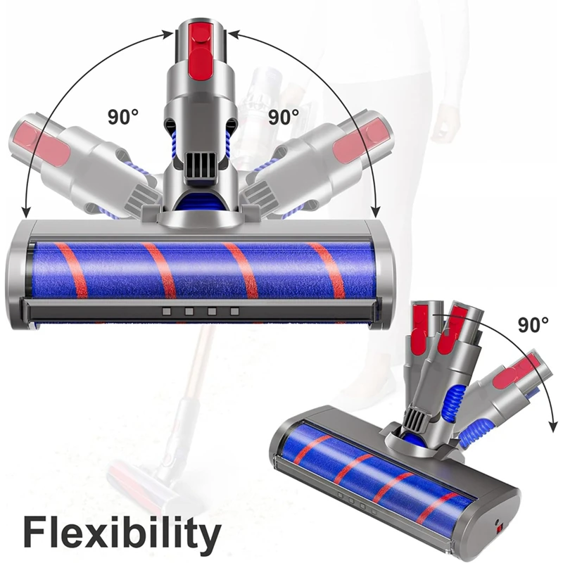 For Dyson V7 V8 V10 V11 V15 Vacuums, Soft Roller Motorized Brush Replacement With Green Light As Hardwood Cleaner