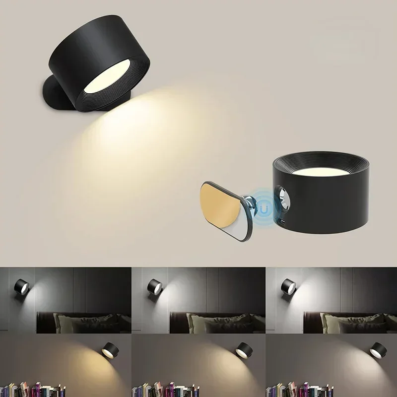 USB Rechargeable LED Wall Light Touch & Remote Control Cordless Wall Mounted Sconce Lights for Bedroom Reading Lamp