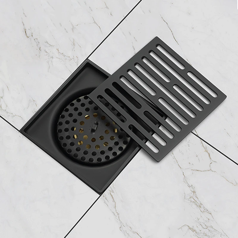 Imagem -05 - Piso Dreno de Água Cobrir Esconder Preto Fosco Escovado Ouro Banheiro Cozinha Jardim Varanda Piso Dreno Resíduos Aço Inoxidável 10cm