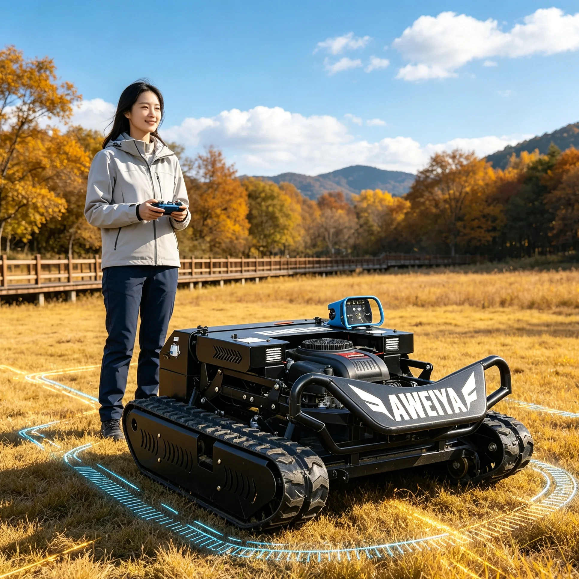 Customized 900 For Scenic Spot Hillside Greening Tracked Self‑Propelled Lawn Mower, Installable Snow Shovel, Multiple Optional