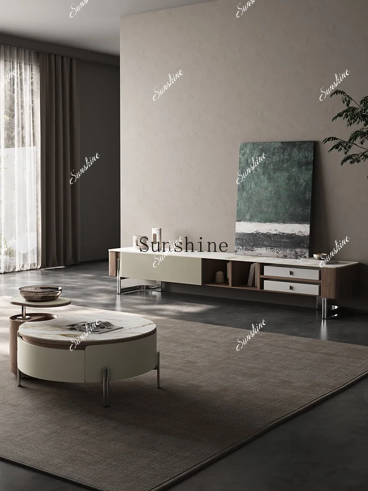 

Household round size apartment simple rock slab coffee table FT