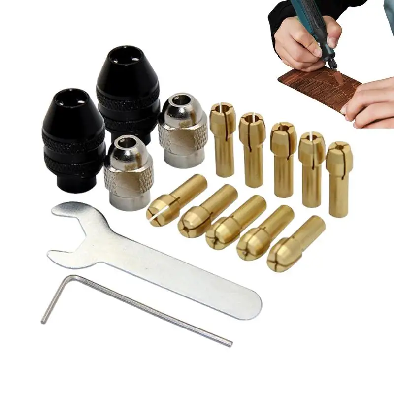 

Drill Collet Sets Brass Rotary Tool Chuck 1/32-1/8 Inch Keyless Shank Replacement For Rotary Tools Electric Grinder Accessories