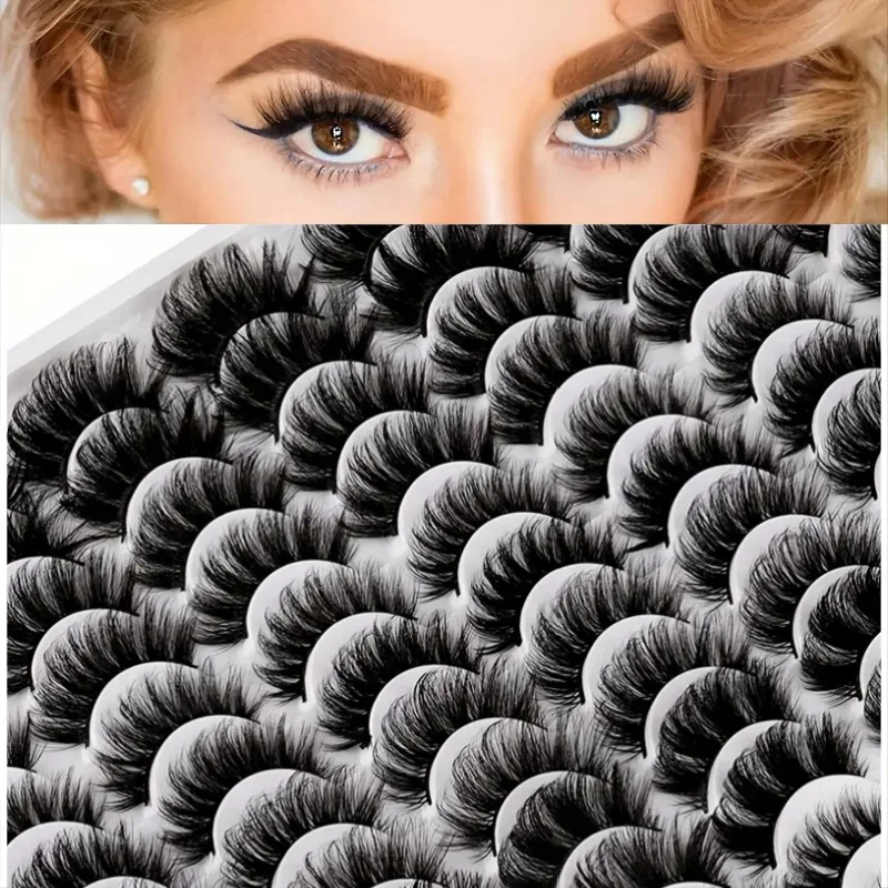 False Eyelashes 48 Pairs 6 Styles Mixed Fluffy Curled Fake Eye Lashes Dramatic Thick 5D Wispy Strip Faux Mink Eyelashes - Eyes M