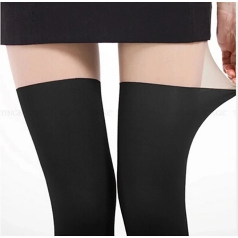 Factory Direct Sales College Style Japanese Stitching Fake Thigh High Pantyhose Upper Skin Lower Black Women'S Stockings