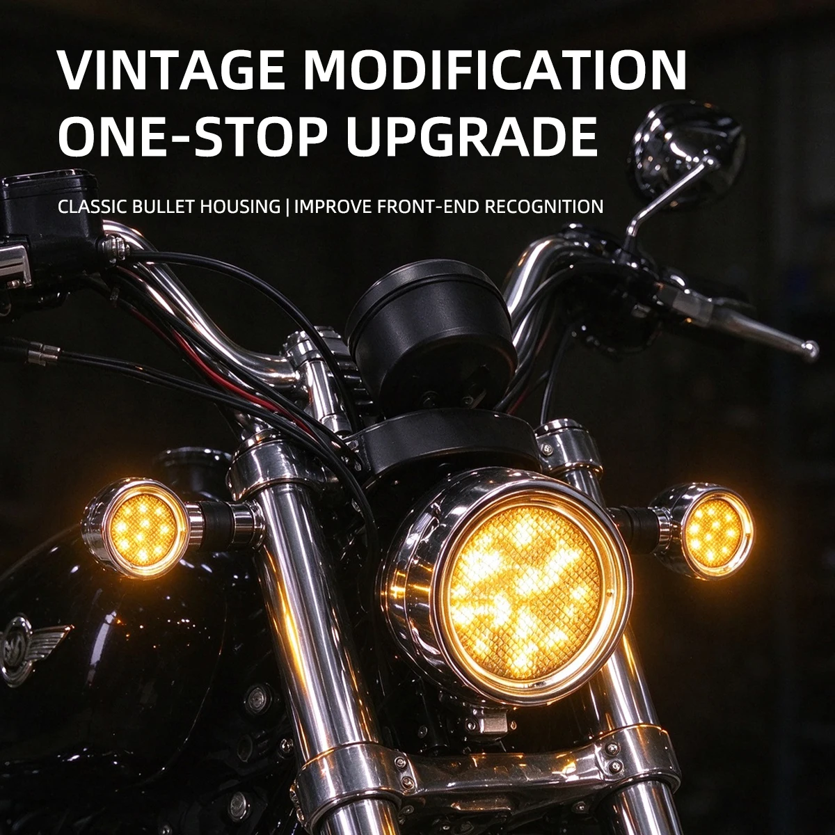 2Pcs Bullet Style Motorcycle Turn Signal Lights Amber Universal 12V Driving Light Tail Light Indicator Light No Flash DRL