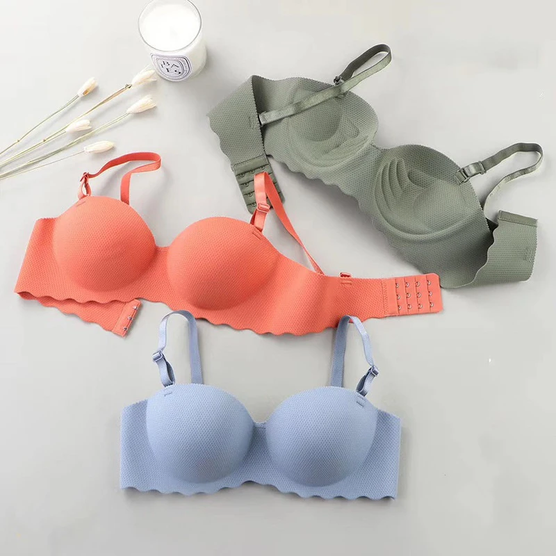 1 Piece Lingerie Female Solid Color Non-marking One-piece Bra Small Breasts Gathered to Adjust the Breathable Comfortable Girl B