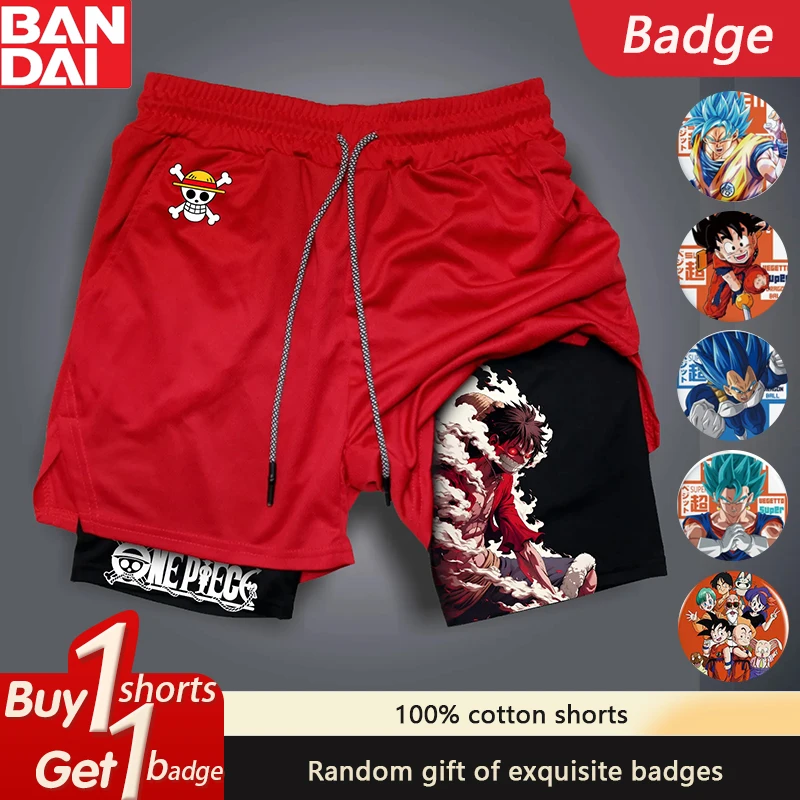 ONE PIECE Anime Sommer Doppel Shorts Amerikanische männer Strand Fitness Sport Mode Atmungsaktive Shorts Hosen