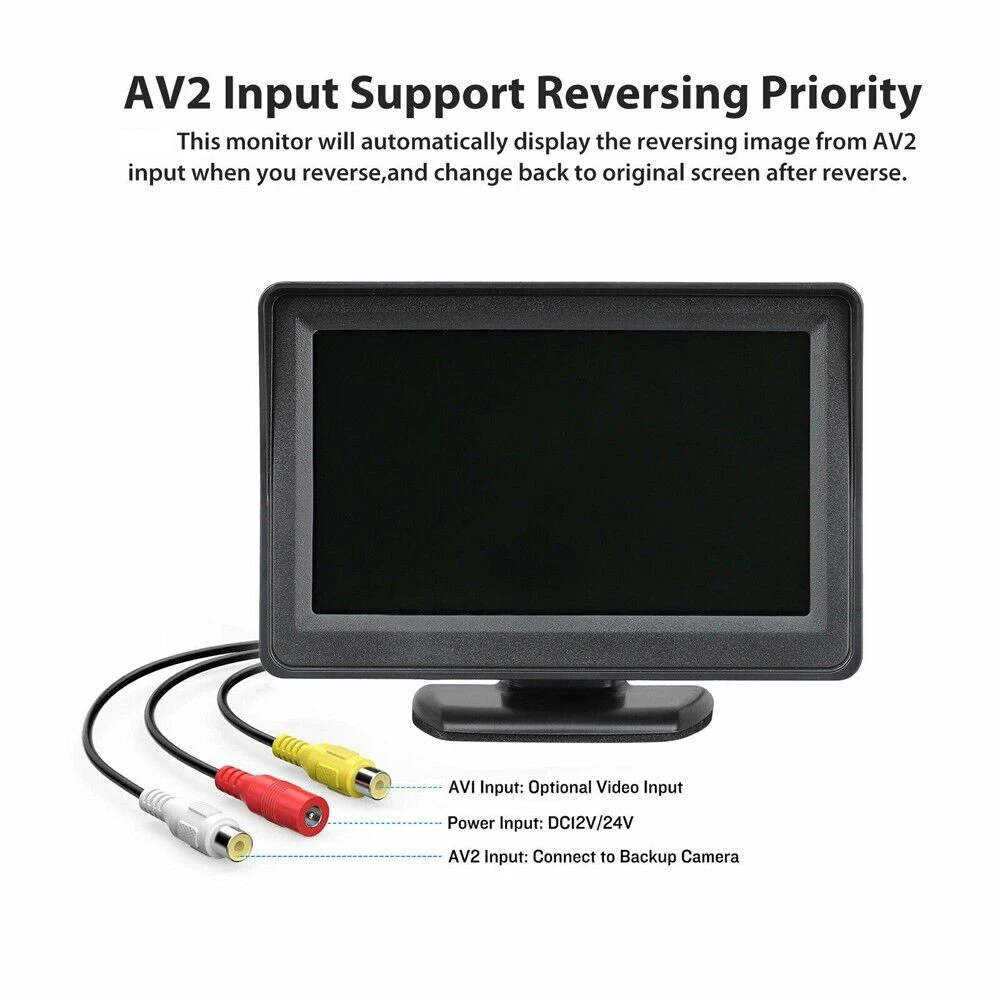 Car Rear View Backup Camera 4.3inch HD Display LCD Monitor Full Set Parking System, For Pickup Van RV Easy Installation