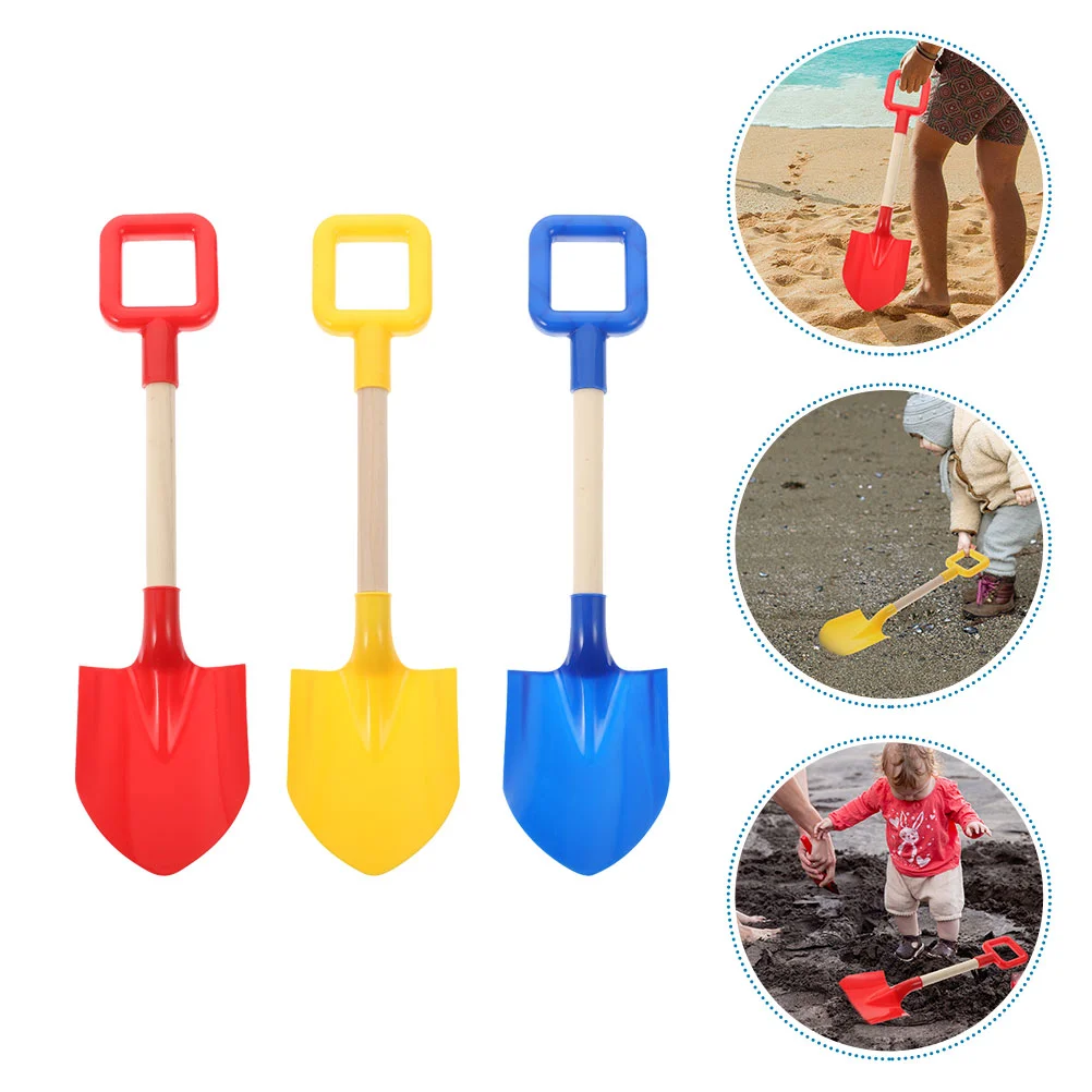 

3 Pcs Beach Toy Shovels for Heavy Duty Mini Dig Outdoor Toys Party Sand Sea Pp Plastic Wooden The Portable