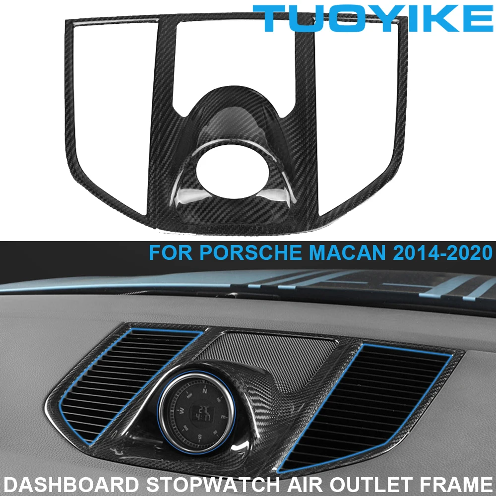 

Car Real Carbon Fiber Dashboard Stopwatch For Porsche Macan 2014-2021 Central Console Air Outlet Decoration Frame Panel Clock