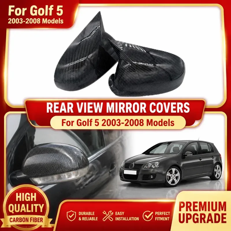 For VW Golf MK5 2003-2008 Carbon Fiber Rearview Mirror Cover Devil Ear Horn Shell Car Styling Accessories Modification Parts
