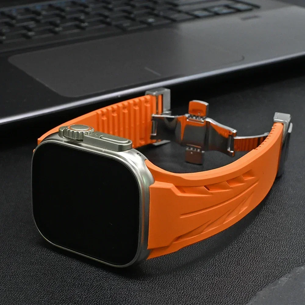 

Ремешок силиконовый ультратонкий для Apple Watch 46 мм 45 мм 44, Премиум браслет для Iwatch Ultra 2 1 49 мм Series 10 9 8 7 Se 6 5 4