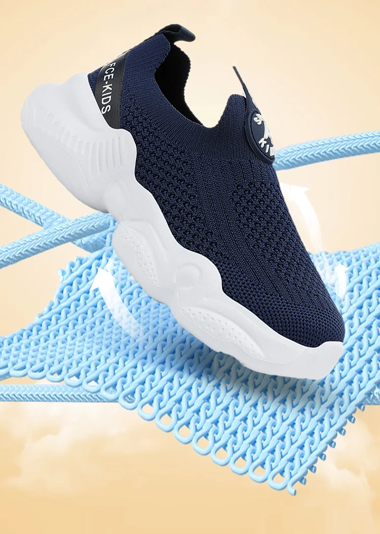 Sommerliche Freizeitschuhe für Kinder, atmungsaktive Strick-Sneaker für Kinder, Slip-Ons, Laufschuhe für Jungen, leichte, bequeme Wanderschuhe – Detail 5