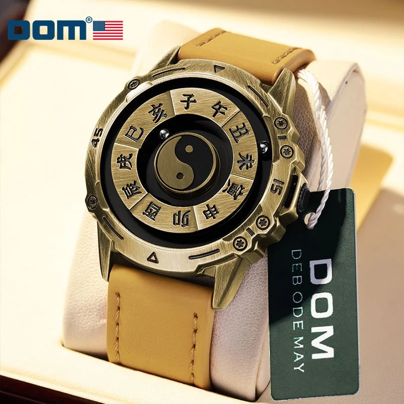 DOM 1737 Personalized Bronze fashionable student floating magnetic pointer free ball bearing creative simple quartz watch