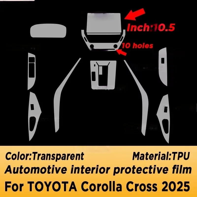 TPU Car Interior Screen Protector Console GPS Navigation LCD Screene TPU Film Scratch Resistant For TOYOTA Corolla Cross 2026