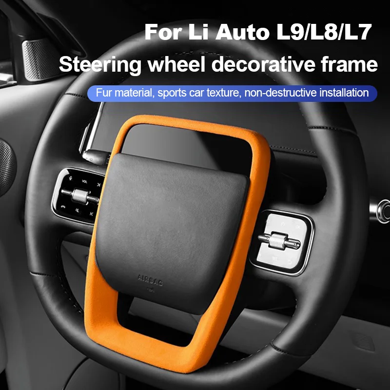 

ABS Suede Car Steering Wheel Button Decoration Frame Trim Auto Interior Accessories for Li Auto Lixiang L6 L7 L8 L9 2023 2024