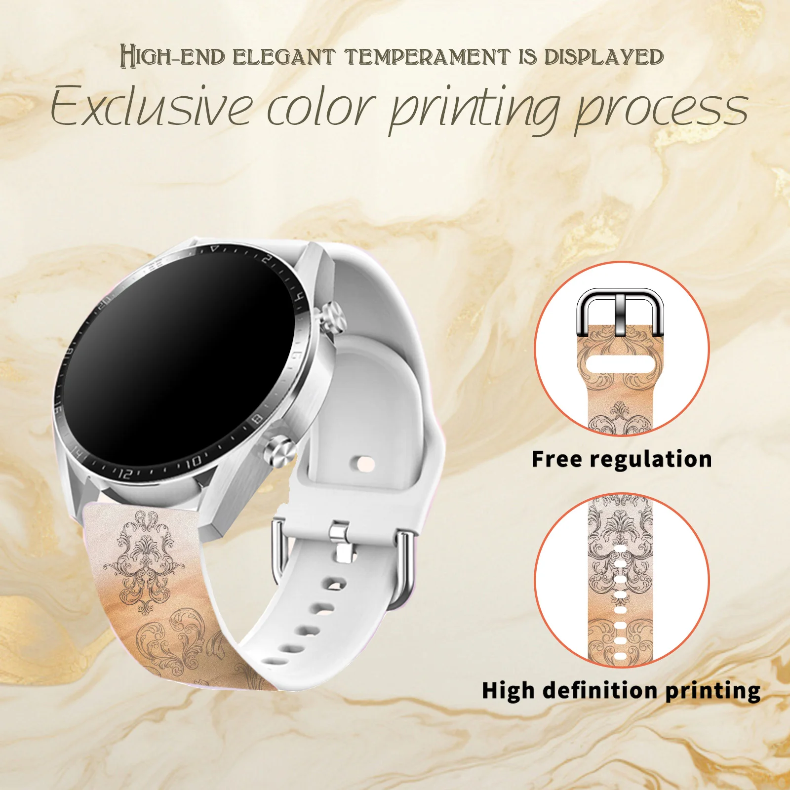 Premium Retro Pattern Series Print Strap for Samsung Galaxy Watch 7/6, 20mm Universal Band Fits 40mm 44mm Xiaomi Huawei Amazfit