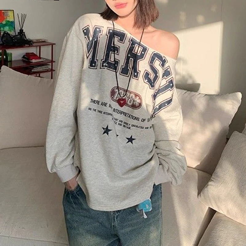New Female T-shirts Loose Fit T-shirts Women Ins Korean Designer Casual Tops Girls Fashion Letter Printed Daily Clothes