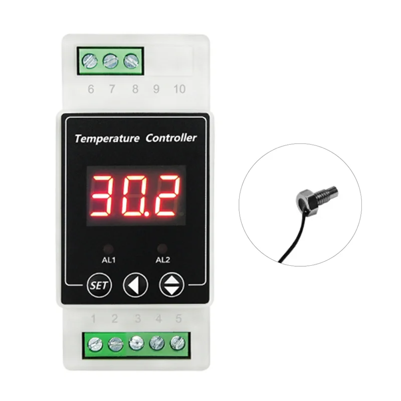 ABRS-LED Rail Thermostat AC220V 2-Way Relay Din Rail Mounted Controller Heating And Cooling Temperature Alarm Controller