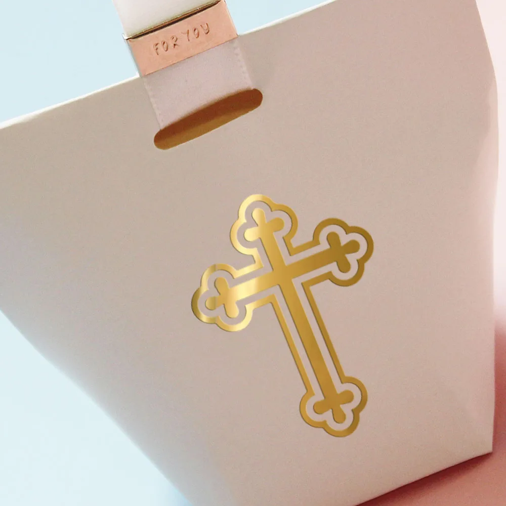 Elegant White Candy Boxes with Gold Foil Cross | Pack of 10 | Perfect for Celebratory Events: Weddings, Baby Showers, and More!