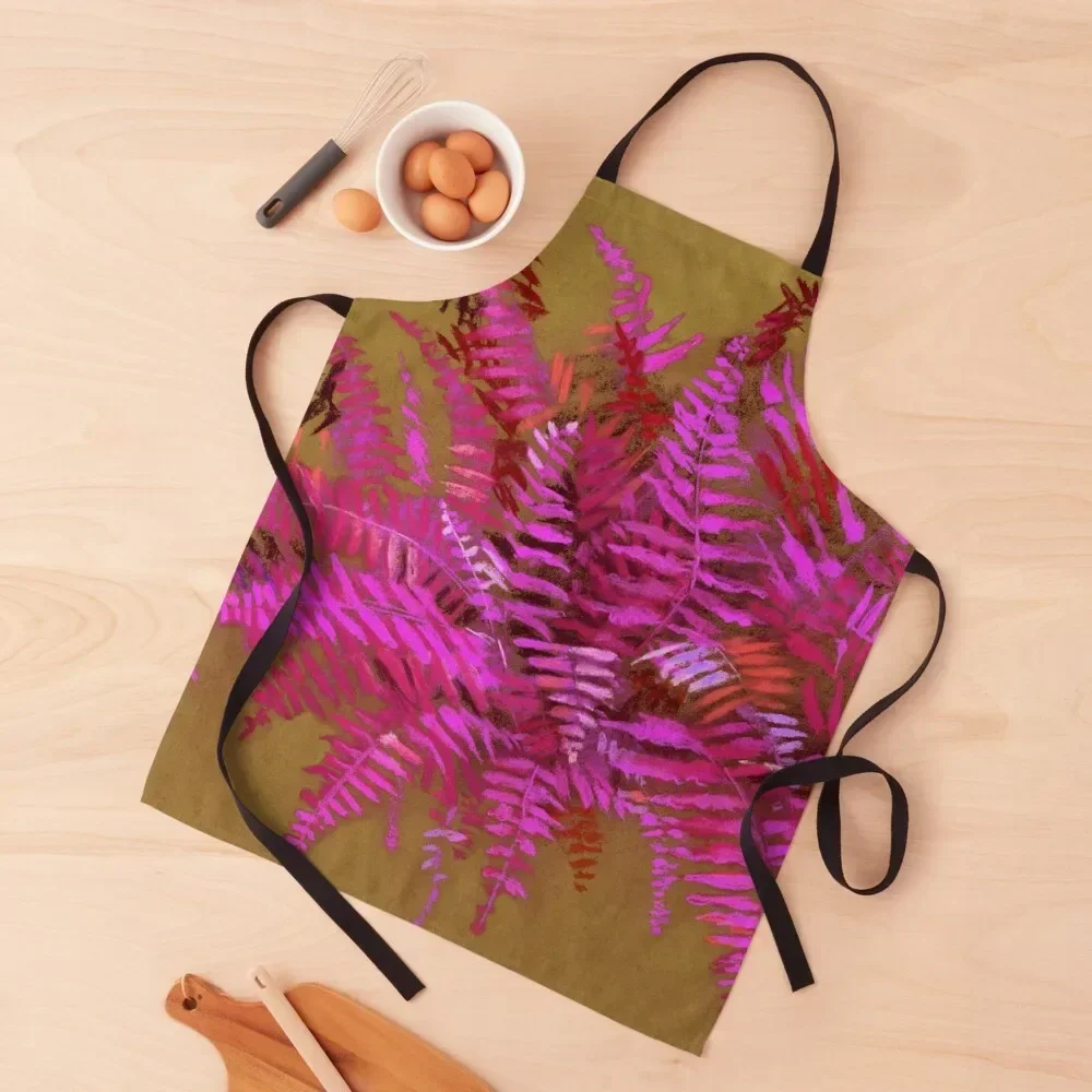 

Fern, Pink Gold, Autumn Plants, Floral Pastel Apron work gowns for women cleaning Barista Apron