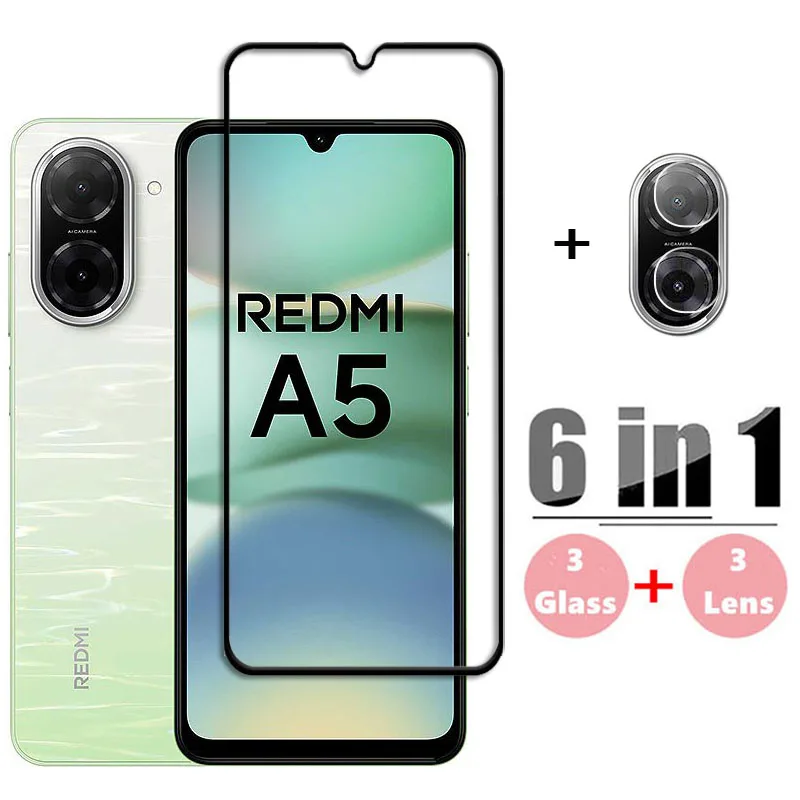 

6in1 Glass For Redmi A5 Full Cover Tempered Glass Redmi A5 Screen Protector 9H Protective Phone Lens Film Redmi A5