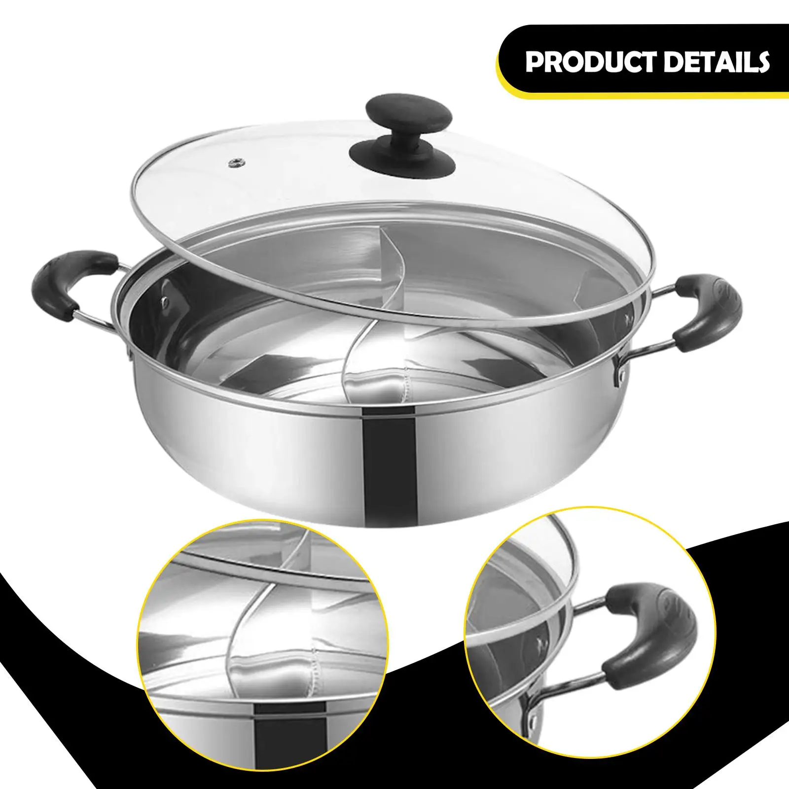 Double Sided Hot Pot Stainless Steel Soup Pot with Divider Heavy Duty Dual Handle for Gas Stove Double Sided Hot Pot Stainless Steel Soup Pot with Divider Heavy Duty Dual Handle for Gas Stove