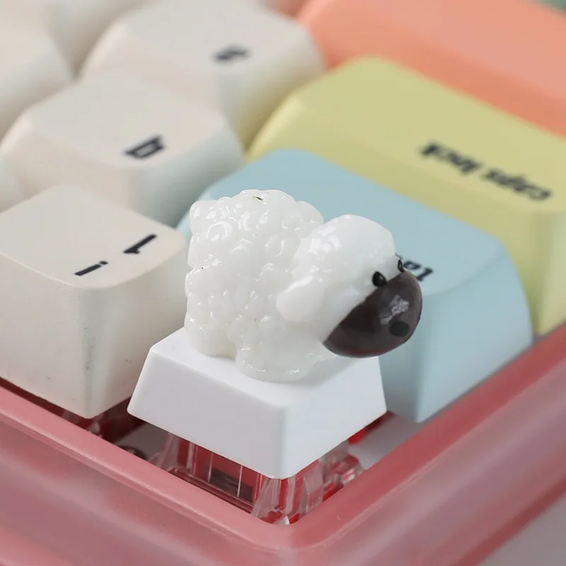 Personalized and creative keycaps  cute cartoon animals  girls  light transmission  often ESC keys  lamb three-dimensional mecha