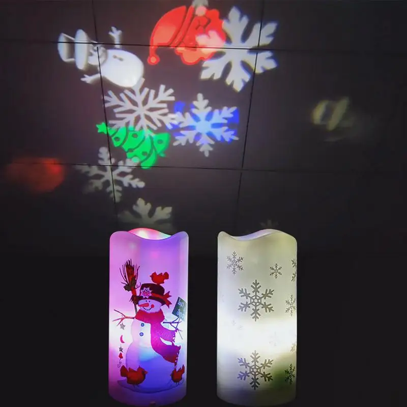 Christmas Snowflake LED Projection Lamp Candle Projector Night Light Decor Snowflake Candle LampbyXLElephant Tools