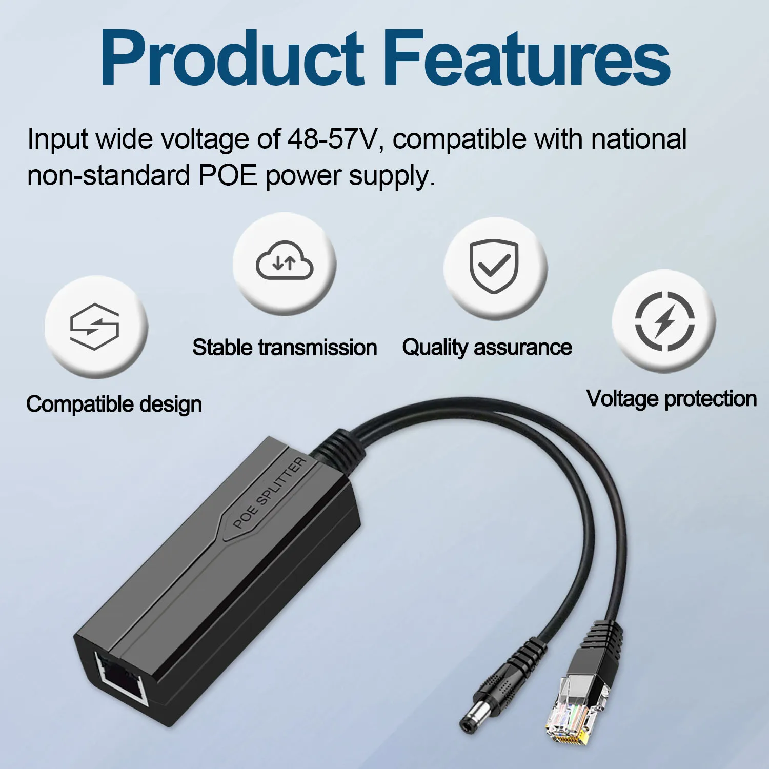 Imagem -05 - Adaptador Divisor Poe 48v a 5v Separador Adaptativo Ativo Ativo Injetor de Isolamento Micro Usb Tpye-c Usb Fêmea para Câmera 1000m