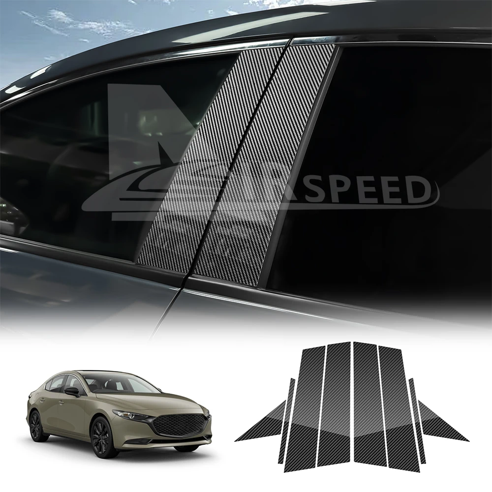 

Наклейка из углеродного волокна с рисунком B C, накладка на столбы для Mazda 3 BP Axela 2019 2020 2021 2022 2023 2024 2025 Black, защитные аксессуары