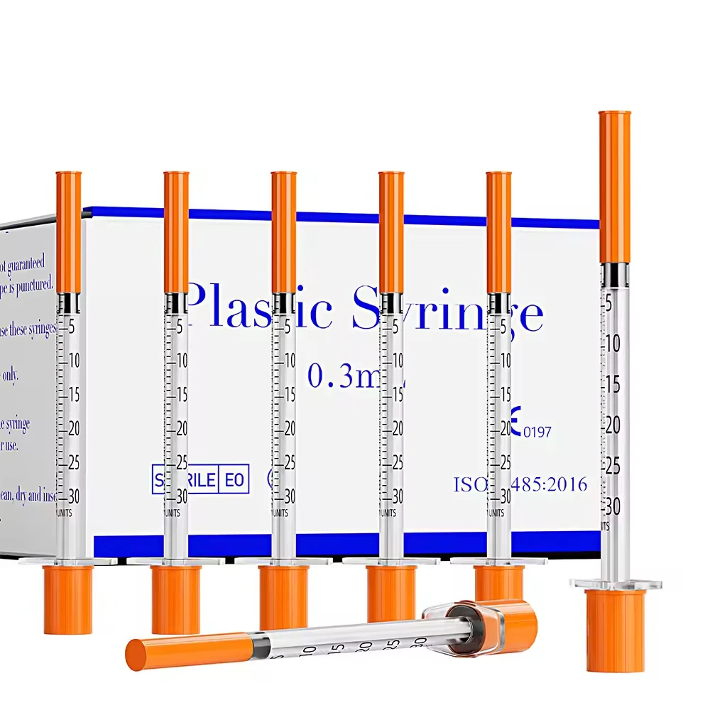 100Pcs/Box 0.3ml 29G 13MM Disposable Syringe With Needle for Insulin Sterile Individually Packed for Pet Farm Animal Cat Dog