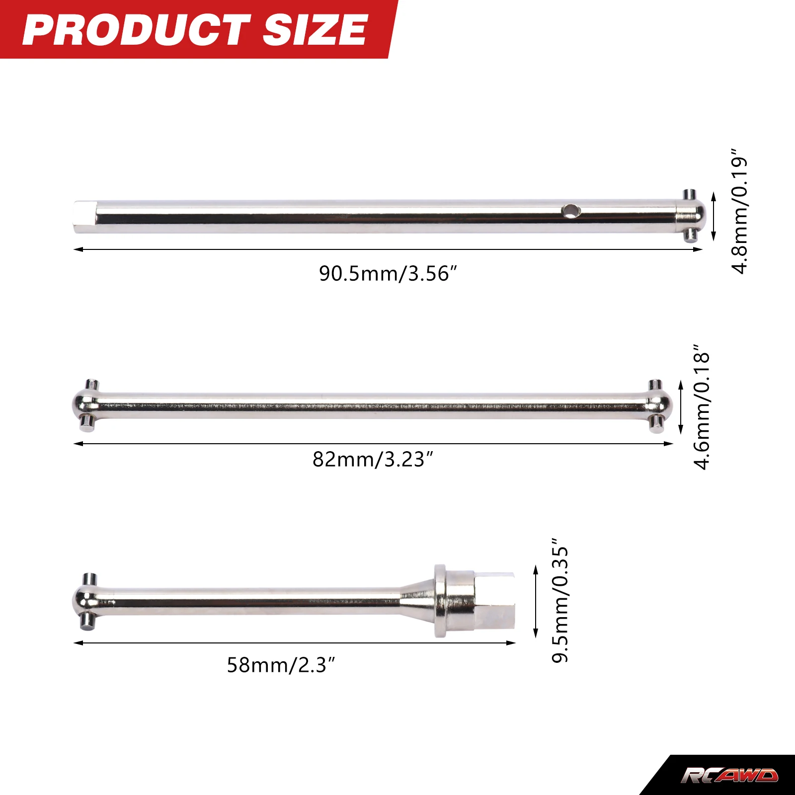 #45 steel Dogbone Center Driveline Set, Rear Axle Shafts for 1/18 Axial Yeti Jr. Can-Am Maverick upgrade parts