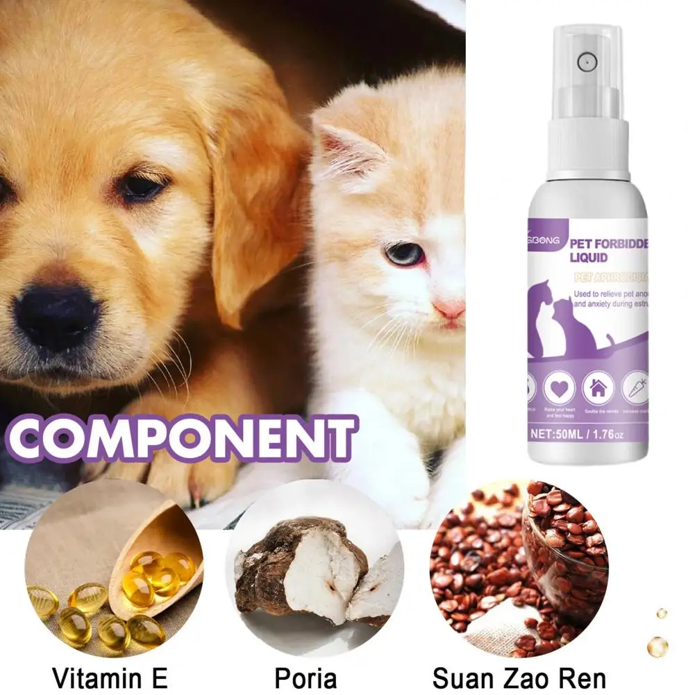 50ml Pet Calming Spray Prevent Howling Reduce Anxiety Soothe Mood Pet Dog Cat Estrus Calming Prohibition Spray Pet Supplies