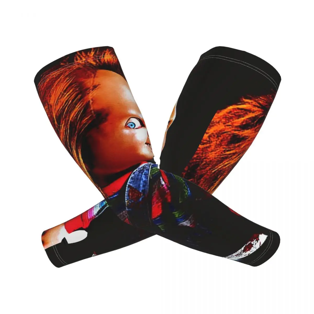 

Chucky Horror Movie Outdoor Arm Sleeves Sun UV Protection Cover Summer Ice Silk Cycling Tattoo Sleeves
