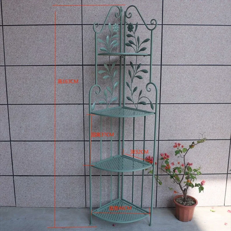 The balcony garden is against the corner frame, and the European style is simple and multi-layer flower stand