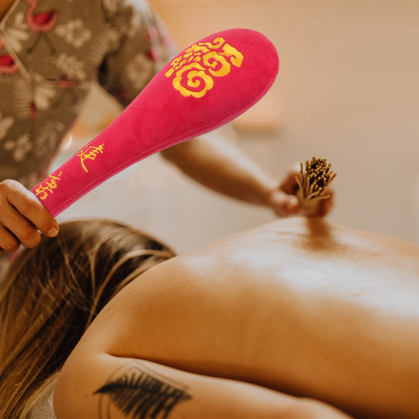 

Fu Character Massage Pat Massager Hammer Tool Rod Body Knock Percussion Health Spa Handheld Shoulder Back Leg Foot Arm Full Body