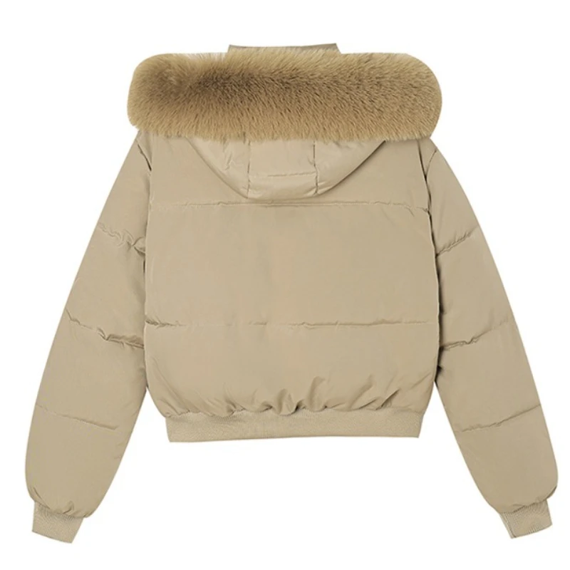 PinkyIsBlack Big Fur Collar Hooded Down Cotton-padded Jacket Women's Winter 2025 New Thick Warm Short Cotton-padded Clothes