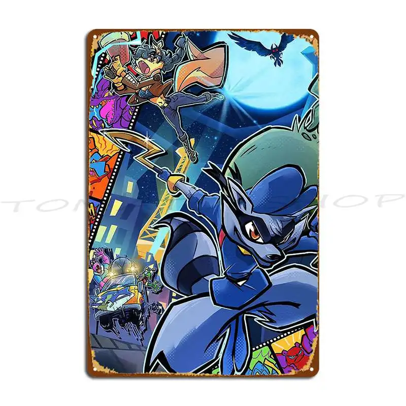 Sly Cooper and The Thievius Raccoonus Carmelita  Metal Plaque Poster Wall Cave Cave Retro Club Printed  Tin Sign Poster