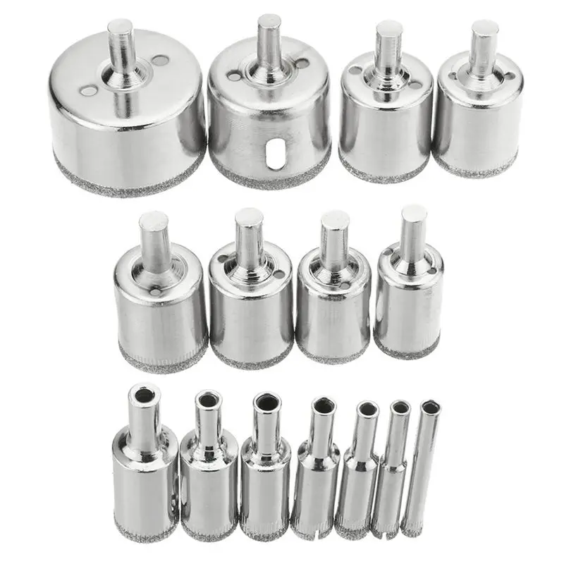 

AFOURT-15Pcs Diamond Coated Hole Saw Drill Bits Tile, Marble, Glass, Drill Bit Set 6-50Mm