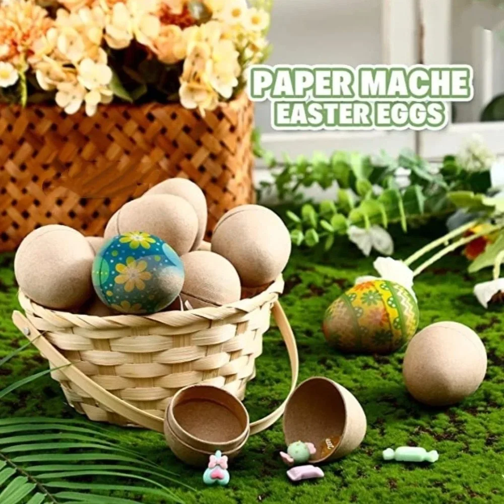 Ovos de Papel de Páscoa Artesanais Não Pintados, Ovos de Páscoa DIY Adoráveis e Simulados, Ovos de Páscoa Decorativos Pintados