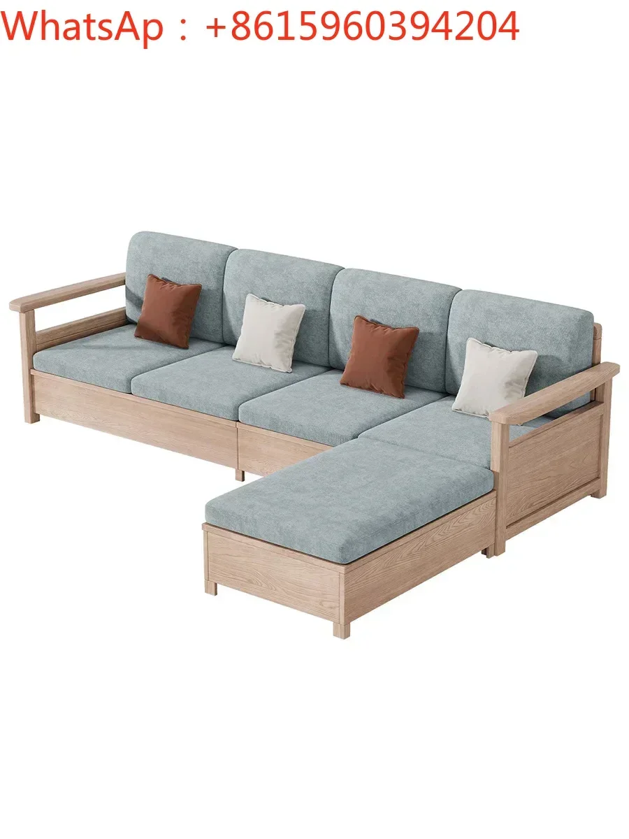 

Ash all solid wood sofa Nordic modern minimalist living room in winter and summer dual-use large and small high-box storage sofa