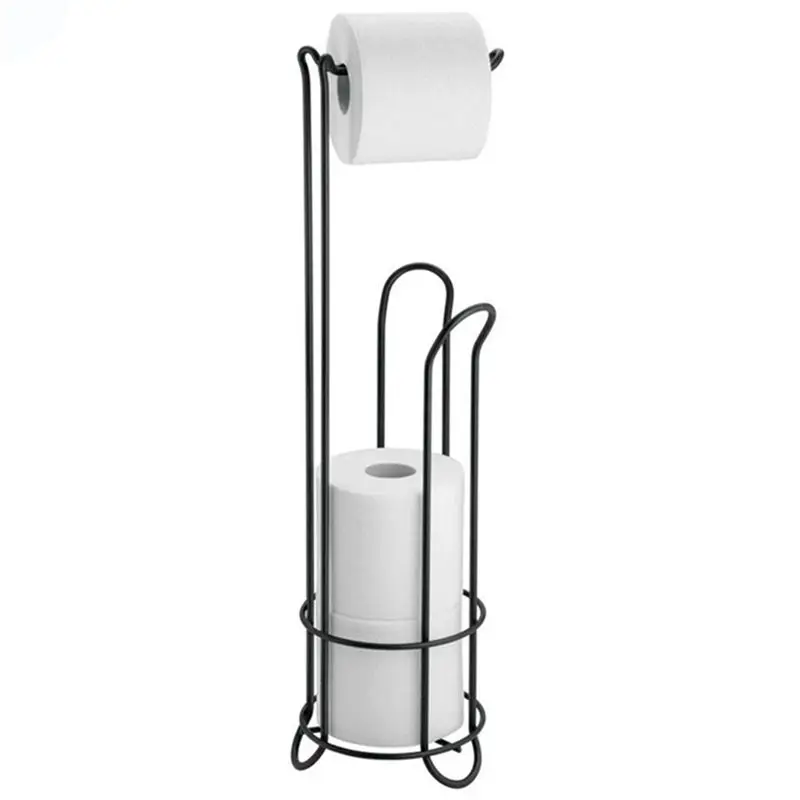 A73K 3X Floor Standing Paper Roll Towel Holder Stand, Metal Toilet Paper Rack Organizer, Vertical Storage Bathroom Paper Towel