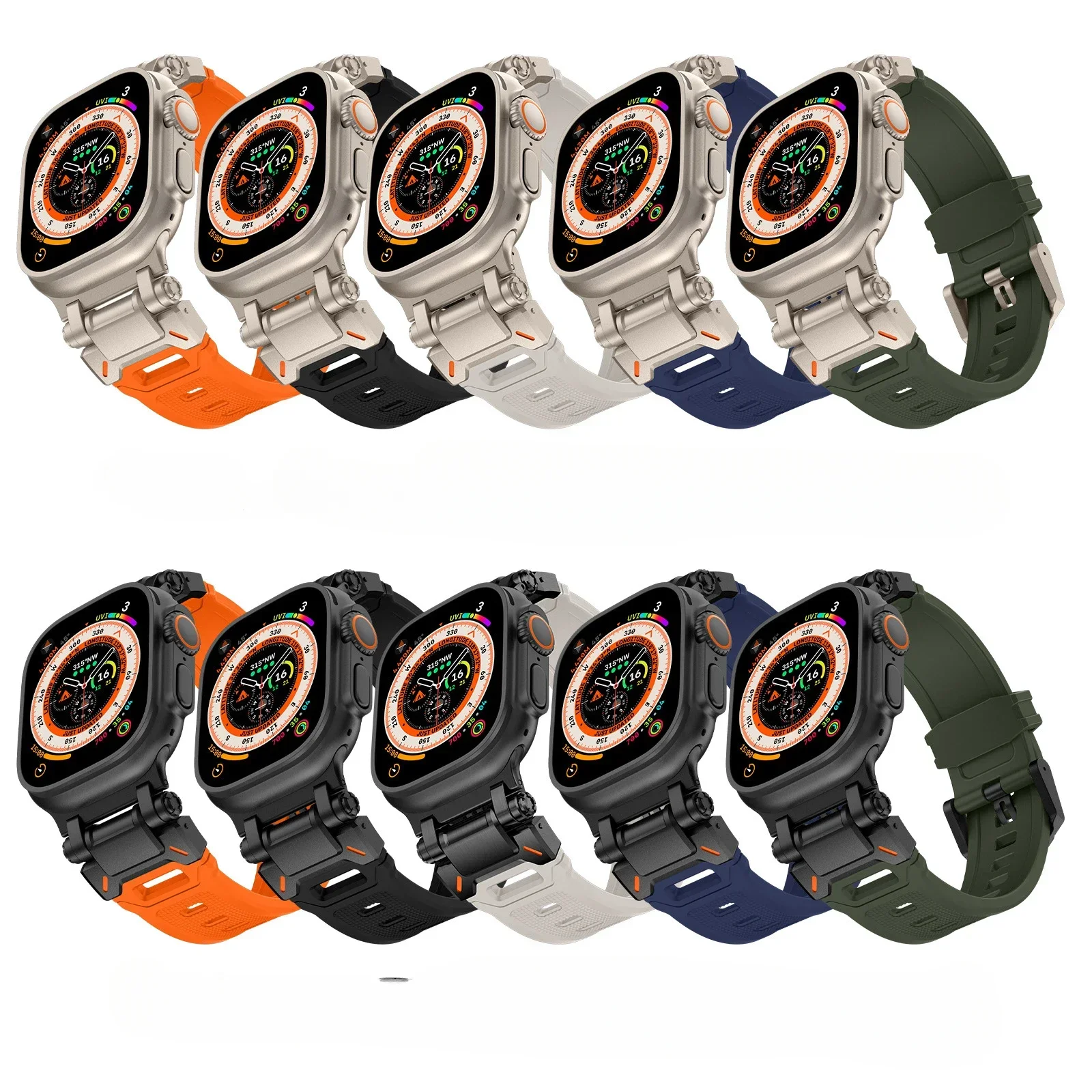 Rubber Sports Strap for Apple Watch 9 8 7 Ultra 2 49mm 45 44 42mm Correa Silicone Wrist Band for iWatch Series 6 5 4 se Bracelet