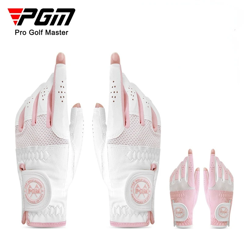 PGM Golf Women\'s Gloves Super Fiber Cloth Breathable Exposed Fingers Wear resistant Anti slip Color blocking Soft Durable ST031