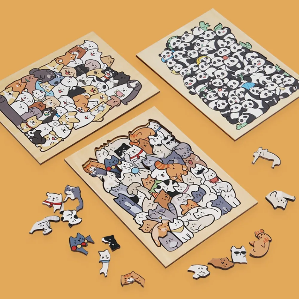 Kreative Cartoon Tier Puzzles Holz Unregelmäßig Geformte Tisch Spiele Kinder Montessori Spielzeug Wohnzimmer Desktop Dekorative Spielzeug