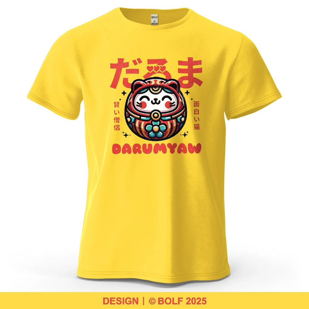Geformtes Daruma süßes bedrucktes Herren-T-Shirt aus 100 % Baumwolle, übergroße Glücksbringer-Grafik-T-Shirts für Damen, Tops, T-Shirts, Streetwear