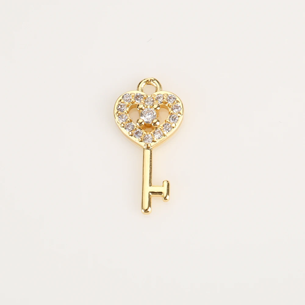 Popular Small Pendant Cute Girl Love Charm Snake Wing Key Micro-inlaid Zircon Gold-plated Pendant DIy Jewelry Accessories