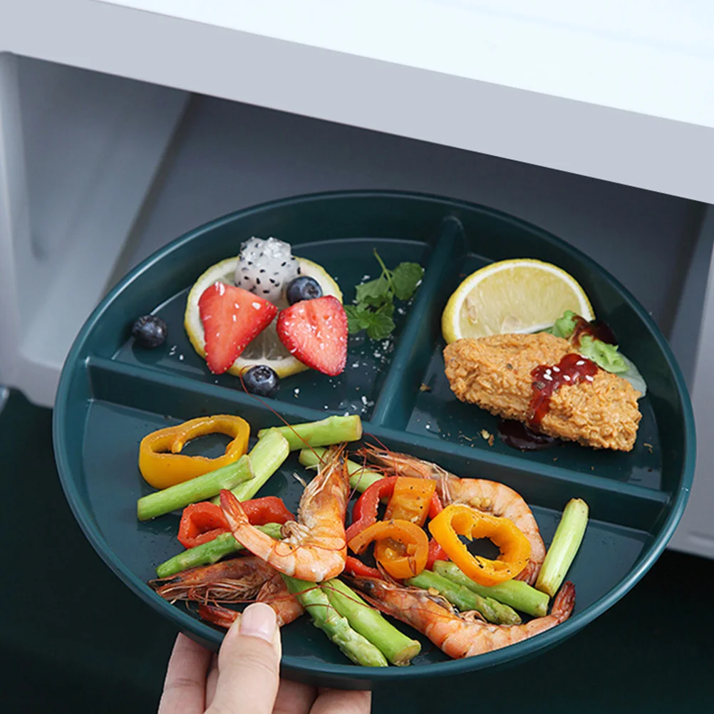 

3Pcs Stylish Plastic Triple-Grid Plate High Temperature Resistant Food Serving Dish